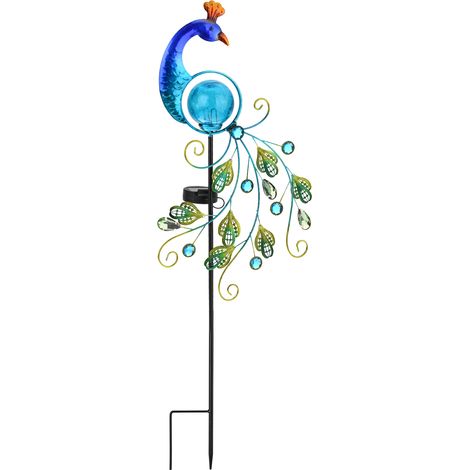 Lampe paon, lampe à douille au sol, lampe solaire en fer forgé, lampe solaire creuse en forme de paon, lampe solaire de jardin