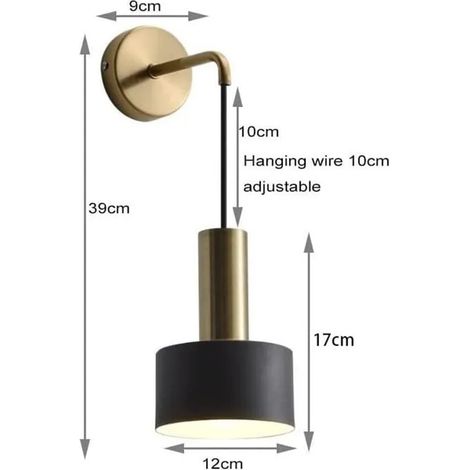 Applique murale LED noire sans ampoule, style industriel moderne pour chambre, salon ou couloir – design sobre et élégant pour intérieur