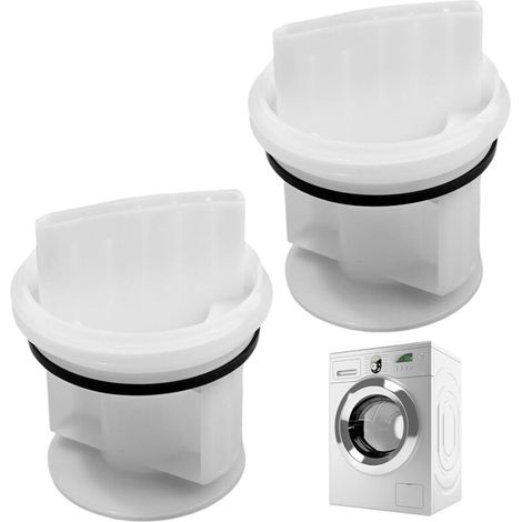 2 PCS Filtres à Peluches pour Lave-Linge, Compatibles avec Bosch Siemens, Couvercles Blancs de Filtre de Vidange, Bouchons Universels en Plastique pour Machines à Laver à Hublot (1/5)