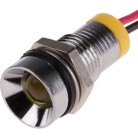 Voyant LED lumineux Jaune RS PRO, dia. 8mm, 2V c.c., IP67 ( Prix pour 1 ) (1/2)