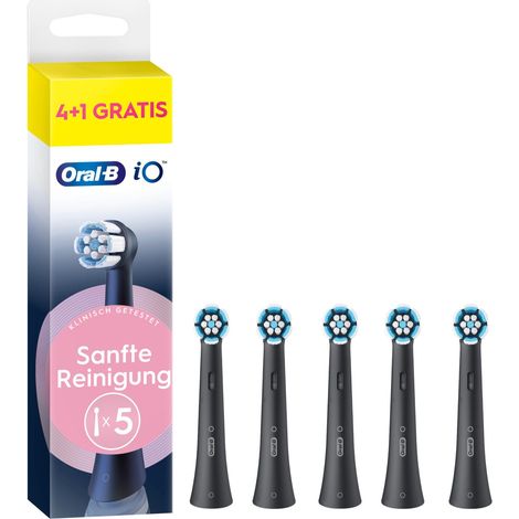 Oral-B iO Sanfte Reinigung Aufsteckbürsten 4+1 Schwarz