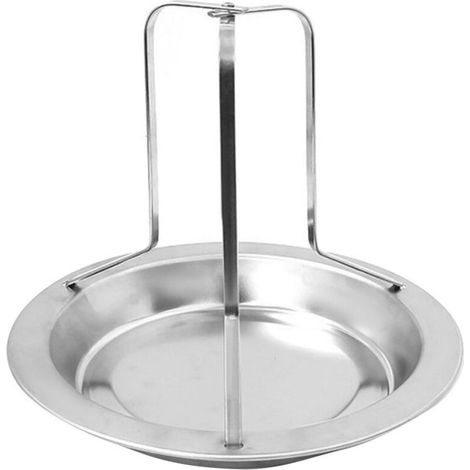 Support vertical pour poulet rôti en acier inoxydable avec bac de récupération des graisses, idéal pour le barbecue et le four. (1/5)