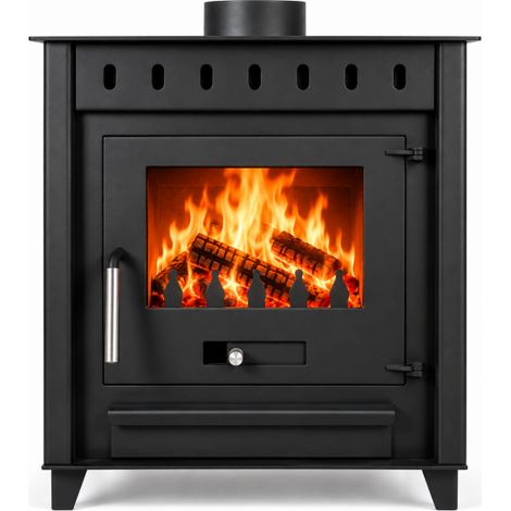 Estufa de leña pequeña modelo A 12.6 Kw  Chimenea rustica de leña  Estufa de leña clásica para salón salida humos vertical
