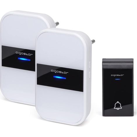 Aigostar Campanello Wireless Bianco Nero 36 Suonerie 150m IP44 2 Ricevitori