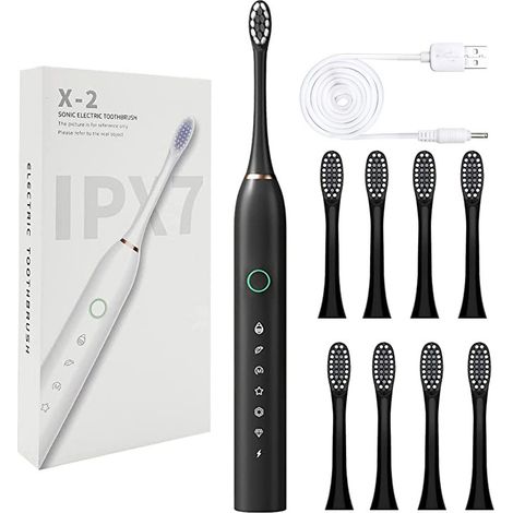 Brosse à dents électrique sonique à 6 vitesses, rechargeable, à poils souples-AquaForge (1/5)