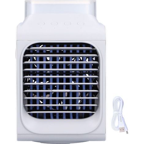Ventilateur portable 350 ml avec fonction brumisation, recharge USB, oscillation à 90°, lumière nocturne intégrée et refroidissement par air (1/5)