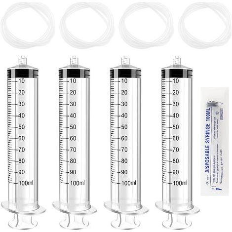 4 Pièces 100ml Outils de Mesure de Liquide en Plastique, avec 4 130cm Tube, Emballage Individuel, Tube Polyvalent de Mesure, pour Laboratoire Industriels, Distribution de Liquide et Arrosage (1/5)