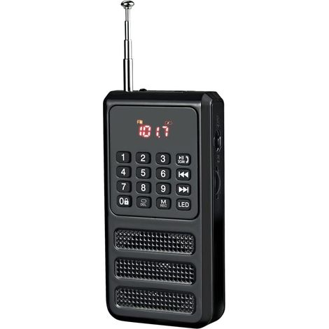 Mini Radio Bluetooth FM Portable avec Enregistreur, Lecteur MP3 Carte SD, Petit Radio Rechargeable (1/5)