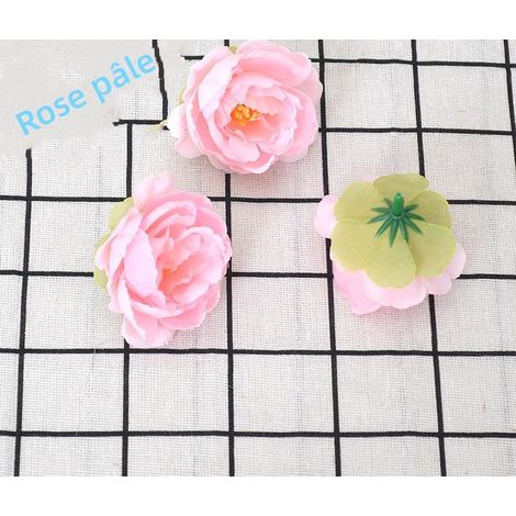 Lot de 10 pivoines artificielles en soie rose clair, magnifiques-AquaForge (1/3)
