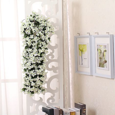 Wall Hanging Fake Flower Violet Window Balcony Decoration, White (1/5)