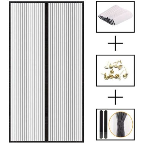 Moustiquaire Magnétique Pour Porte, Auto-AdhéSif en Maille Ultra Fine Aimantée Rideau, Fermeture Automatique Installation sans Outil Facile Anti Moustique Rideau,sans Percer,90X210cm (1/5)
