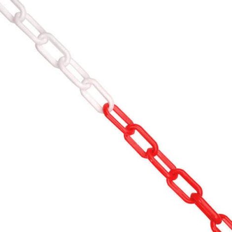 Lien de chaîne en plastique, barrière d'espace de stationnement, couleurs assorties, chaîne de sécurité en plastique pour clôture de jardin décorative 6 mm x 5 m (5 couleurs, rouge et blanc) (1/5)