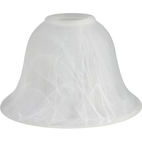 Abat-jour en verre d'albâtre blanc, dimensions 10,5 × 16 cm, diamètre d'ouverture 3 cm, idéal pour suspension et applique murale (1/2)
