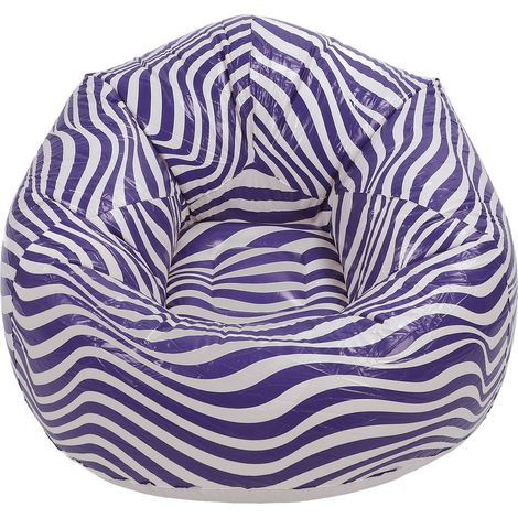 Fauteuil gonflable en PVC à motif ondulé, design ergonomique minimaliste, pouf gonflable bleu (1/5)