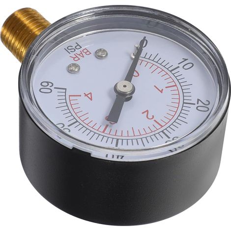 Manomètre de Pression d'eau pour Spa et Bain à Remous, Léger Marquages Faciles à Lire en Cuivre et Acier Inoxydable, Accessoire pour Piscine Noire