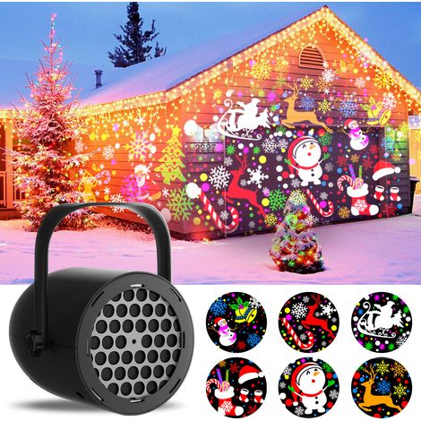 Projecteur de Noël USB en tube - 16 motifs flocons HD, effet blizzard, corps noir, ambiance fêtes (1/5)