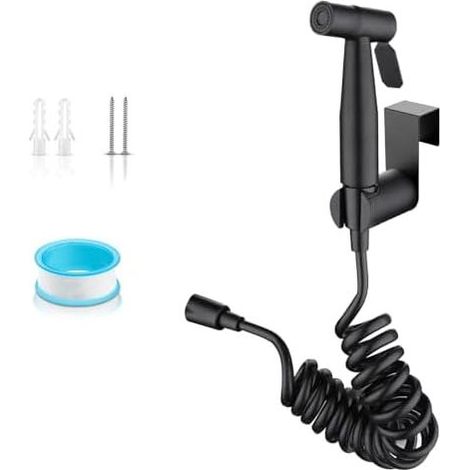 Bidet-Set mit Handbrause aus ABS und Edelstahlhaken für die Badreinigung (Schwarz) Schwarz - (1/5)