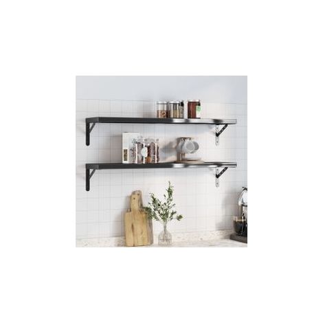 Étagères murales 2 pcs 100x23,5 noir acier inoxydable