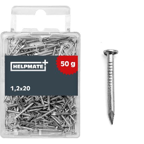 HELPMATE – Chiodo a testa tonda 1,2x20 mm zincato – 50 grammi – Chiodi in filo d’acciaio – Chiodi da piantare – Per giunzioni in legno e lavori di bricolage (1/5)