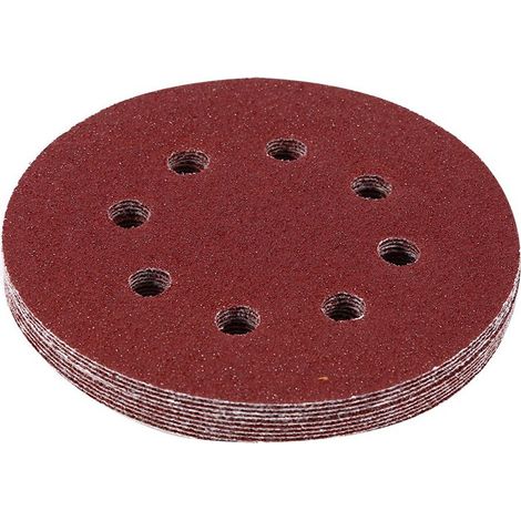 Disque de polissage 125 mm, papier de verre rouge à 8 trous (60) (1/5)