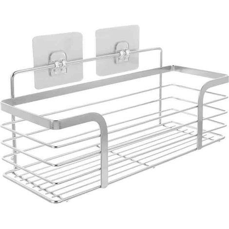 Porte gel douche salle de bain, etagere douche, étagères de salle de bain en acier inoxydable, étagère de douche auto-adhésive sans perçage, organisateur de rangement mural antirouille(30cm) (1/5)