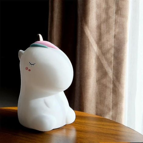 Veilleuse enfant, veilleuse licorne colorée avec fonction de chargement USB, blanche (1/2)