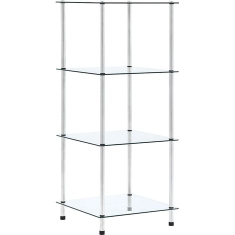 Étagère 4 niveaux Étagère de Rangement - Armoire de Rangement Transparent 40x40x100 cm Verre trempé BV336794 - BonneVie (1/5)