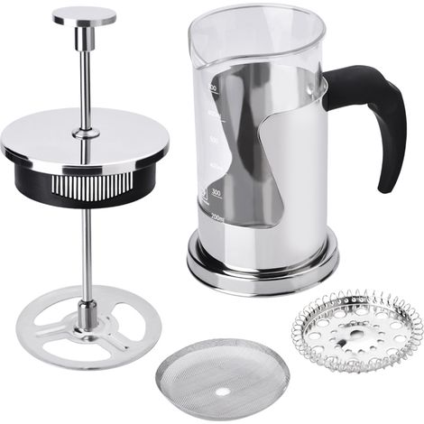 350 ml French-Press-Kaffeebereiter aus Edelstahl 304 und hitzebeständigem Glas, eleganter und langlebiger Siebeinsatz. (1/3)