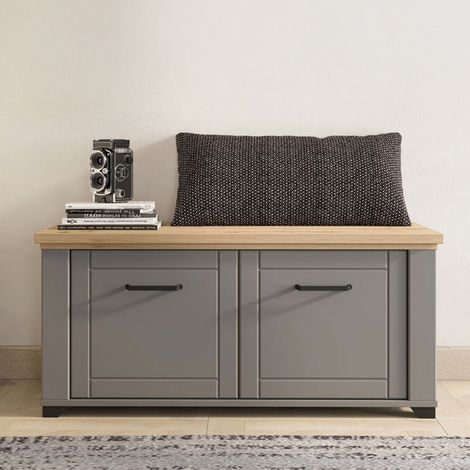 Mobile da Ingresso Menfi, un Ripiano, 2 Ante, 2 Vani, 103.5x41x47.5h cm Grigio (1/5)