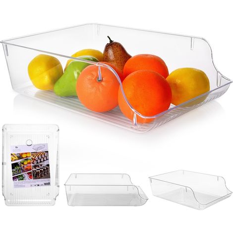 Organizador de nevera de 35 x 22,5 x 10 cm, plástico transparente. (1/5)