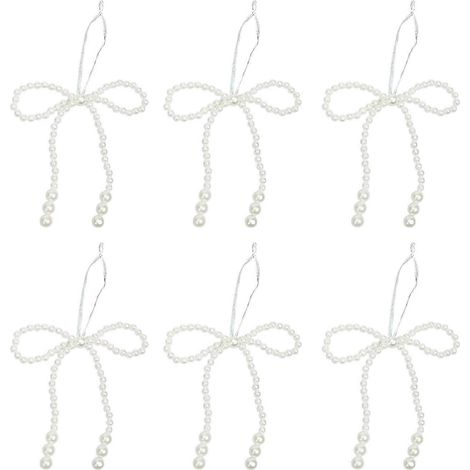 Faux Pearl nœud décoratif décoration, blanc perle nœud suspendu décoration pour mariage et fête prénuptiale,Large 6pcs (1/5)
