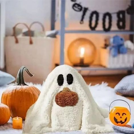 1 Farbe: wie abgebildet. Material: PP-Baumwolle. Plüsch-Kürbisgeist-Handpuppe für Halloween.