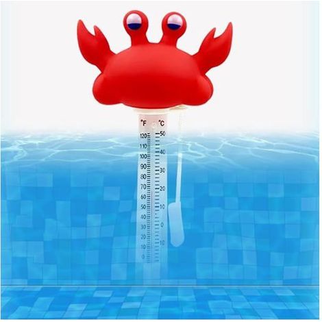 Thermomètre de piscine flottant style crabe, grand écran résistant aux chocs pour piscines, jacuzzi, spas, aquariums (1/5)