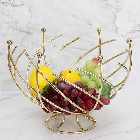 Corbeille à fruits, panier à légumes, support original, rangement simple en fer ajouré, égouttoir, porte-couverts pour salon (1/5)