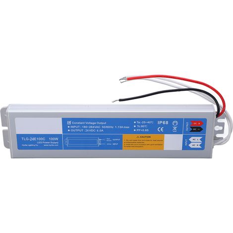 Alimentation LED étanche IP68 100W 24V 4A anti-corrosion, transformateur extérieur AC 180-264V pour éclairage, accessoires résistants (1/5)