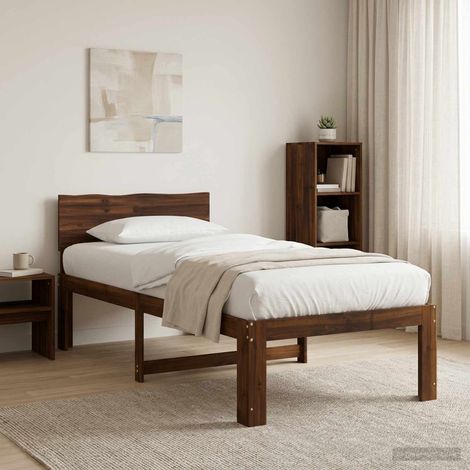 vidaXL Single Bed Frame with Headboard ROSTOCK Dark Brown 100 x 200 cm (1/5)