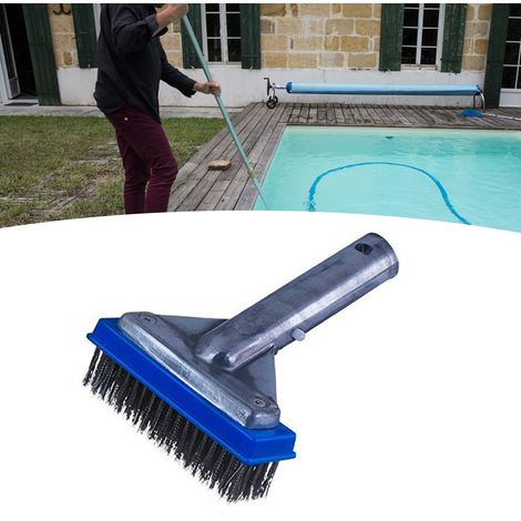 5-Zoll-Poolreinigungsbürste, Edelstahlborsten, Griff aus Aluminiumlegierung, Schwimmbadreiniger für Fliesenböden und Treppen (1/5)