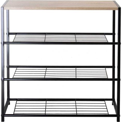 Calicosy – Étagère à chaussures 4 niveaux en acier – Dimensions L63 x P30 x H63 cm – Meuble d'entrée solide – Pour rangement chaussures et produits cosmétiques