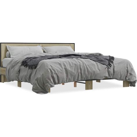Maison Exclusive - Bettgestell Sonoma-Eiche 200x200 cm Holzwerkst (1/5)
