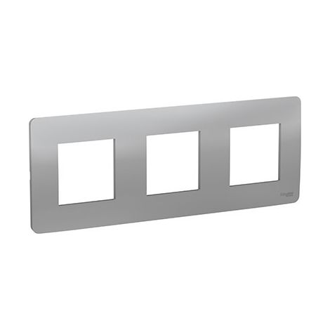 Plaque Schneider Unica Studio 3 Postes Finition: Aluminium