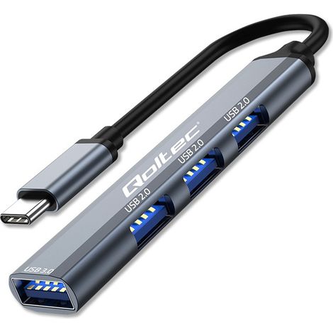 Adaptador concentrador Qoltec USB-C 3.1 4 en 1  USB 3.0  3 puertos USB 2.0 (1/5)