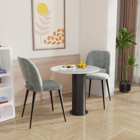 2 chaises ergonomiques, chaise de salle à manger en velours gris, chaise de cuisine à dossier haut, pieds en métal noir (1/5)