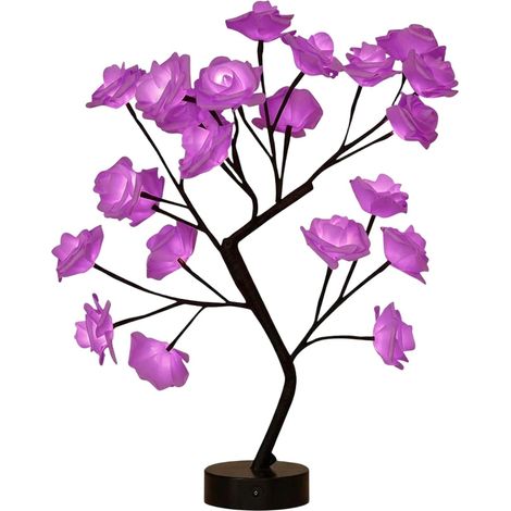 Veilleuse USB en forme de rose - Décoration florale LED douce pour chambre à coucher, table de chevet, décoration de bureau romantique avec plusieurs options de couleur, idée de cadeau (1/5)