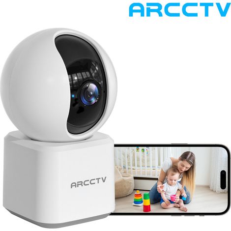 Caméra de surveillance WiFi ARCCTV 2K pour bébé – Vision nocturne IR, audio bidirectionnel, caméra PT 360° avec suivi automatique (1/5)