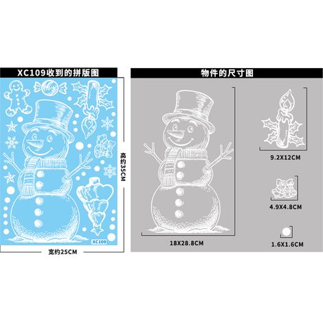 Autocollants de Noël pour le Nouvel An russe, autocollants pour sapin de Noël blanc, décorations de Noël électrostatiques, autocollants pour fenêtres représentant des scènes d'hiver enneigées