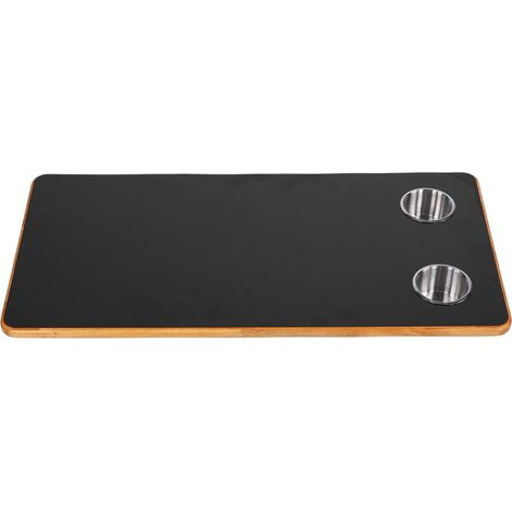 Dessus de Table en Bois Massif pour Camping-Car, 31,49 X 15,74 Pouces avec 2 Porte-gobelets en Acier Inoxydable pour Remorque, Camping-Car, Yacht, Pont de Bateau (1/5)