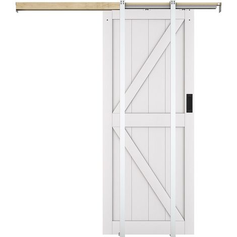 Porta scorrevole con sistema a incasso H205 x 83 cm in Legno e MDF Bianco - NEFARA