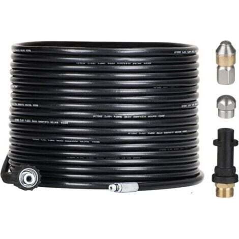 Kit de débouchage de tuyau de 15 m pour nettoyeurs haute pression Kärcher avec buse et buse pivotante, kit de furet professionnel 180 bars avec adaptateur pour accessoires Karcher K2/K3/K4/K5/K6/K7,AA (1/4)