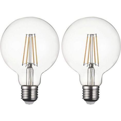E27 G95 LED filament bulb, flicker-free Edison screw 40W 850 lm warm yellow 2200 K, non-dimmable - Pack of 2 [Energy class A+] [Energy class F] (1/4)