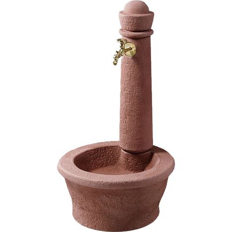 Fontana decorativa da giardino, imitazione pietra rossastra naturale, 100x54x54 cm Fontana per decorazione da esterno